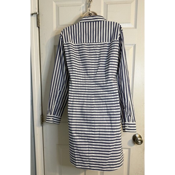 T By Alexander Wang Striped Button Down Tie Front Long Sleeve Shirt Dress Sz 8 - Picture 5 of 6